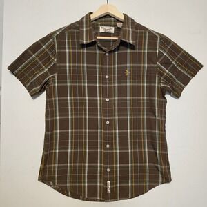 Original Penguin Plaid Short Sleeve Button Down Shirt Brown XL